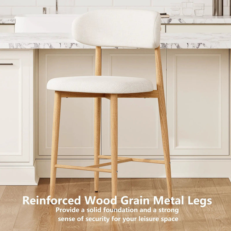 Upholstered Counter Height Bar Stools For Kitchen Island (Set of 2) - Beige by Unique Piece Furniture