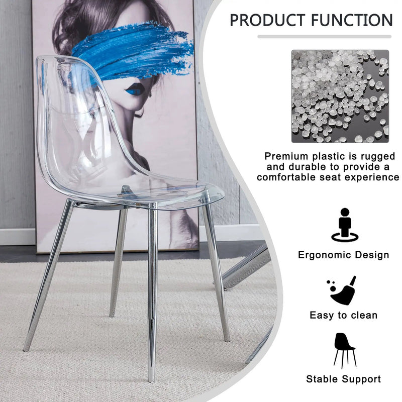 Modern Minimalist Transparent Dining Chair - 6-Piece Set by HouseOfZazla