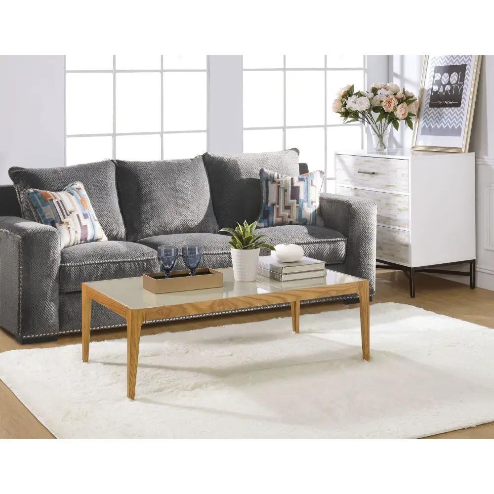 Gwynn - Coffee Table - Frosted Glass & Natural by Unique Piece Furniture