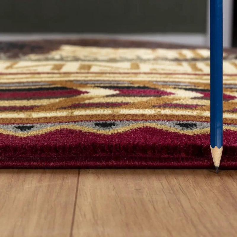 Nature's Nest - 5'3" X 7'3" Lodge Area Rug - Multi, Red by Unique Piece Furniture