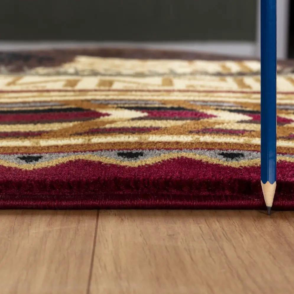 Nature's Nest - 5'3" X 7'3" Lodge Area Rug - Multi, Red by HouseOfZazla