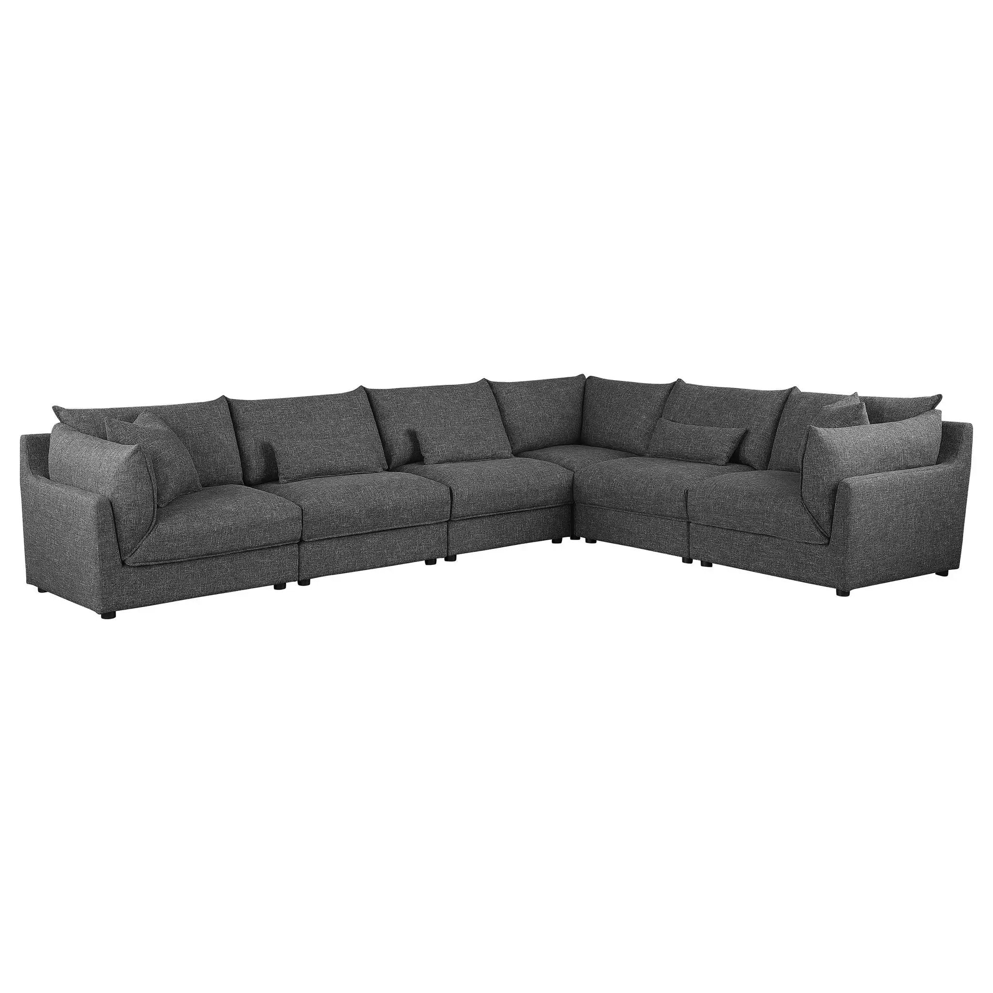 Sasha 6-Piece Upholstered Modular Sectional Barely Black by Unique Piece Furniture