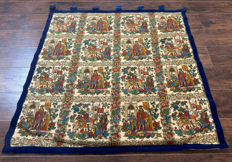 Vintage European Tapestry 4x4, Medievel Design by Jewel Rugs