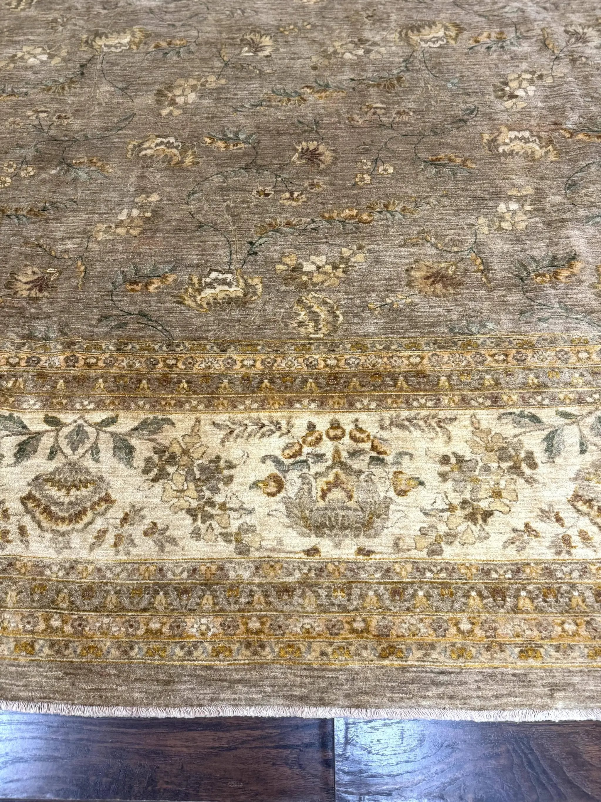 Palace Sized Rug 11x18, Handmade Wool Oversized Persian Carpet 11 x 18 ft, Gray-Taupe, Beige-Cream, Floral, Large Hand Knotted Area Rug by Jewel Rugs