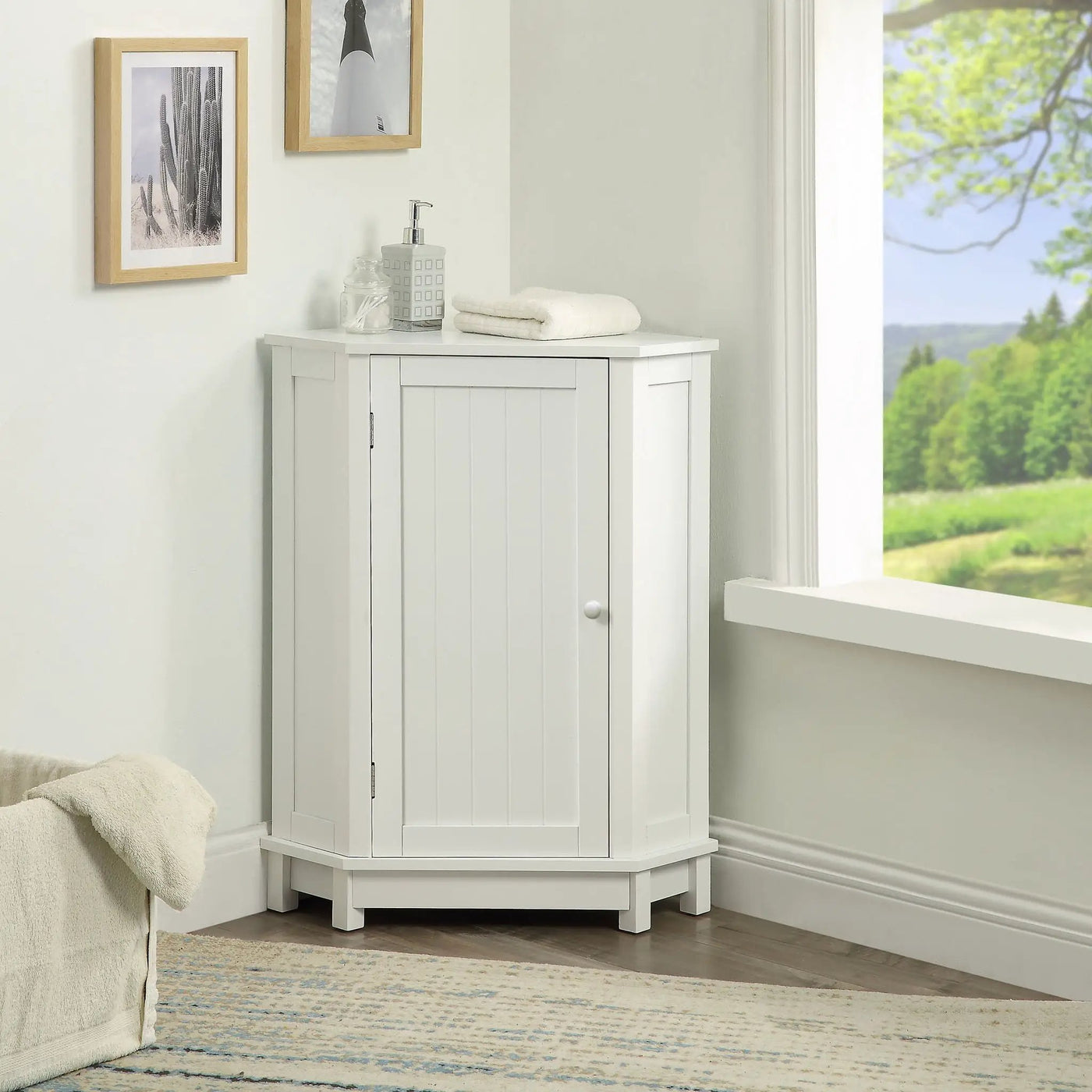 Bathroom Cabinet Triangle Corner Storage Cabinet With Adjustable Shelf Modern Style by HouseOfZazla