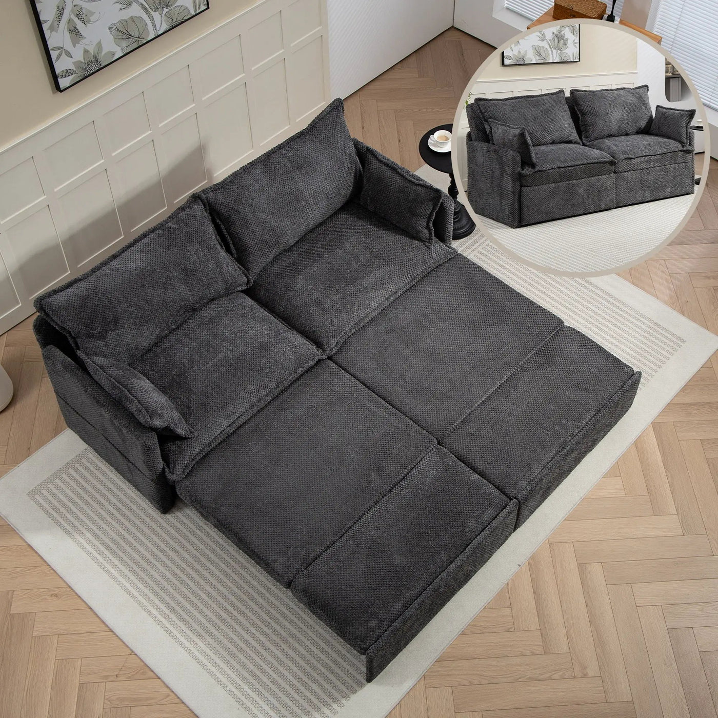 Pull Out Sofa Bed, Convertible Sleeper Sofa Couch, Side Storage, And USB / C - Type Charging Ports Chair by HouseOfZazla