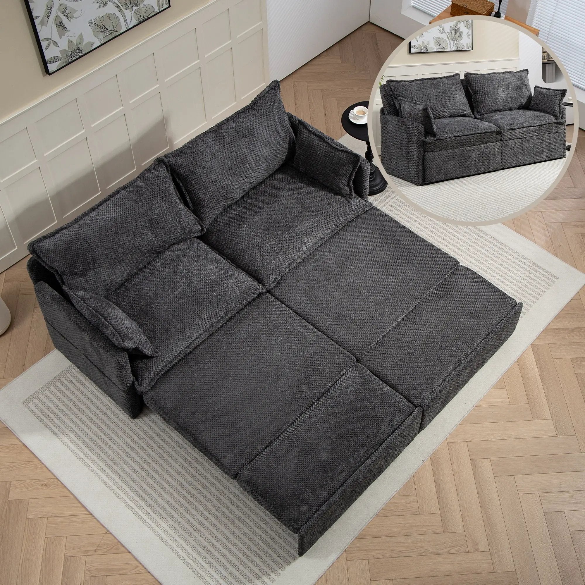 Pull Out Sofa Bed, Convertible Sleeper Sofa Couch, Side Storage, And USB / C - Type Charging Ports Chair by HouseOfZazla