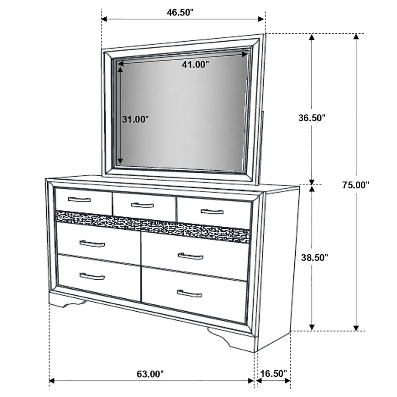 Annie - 7 Drawer Dresser With Mirror - Black