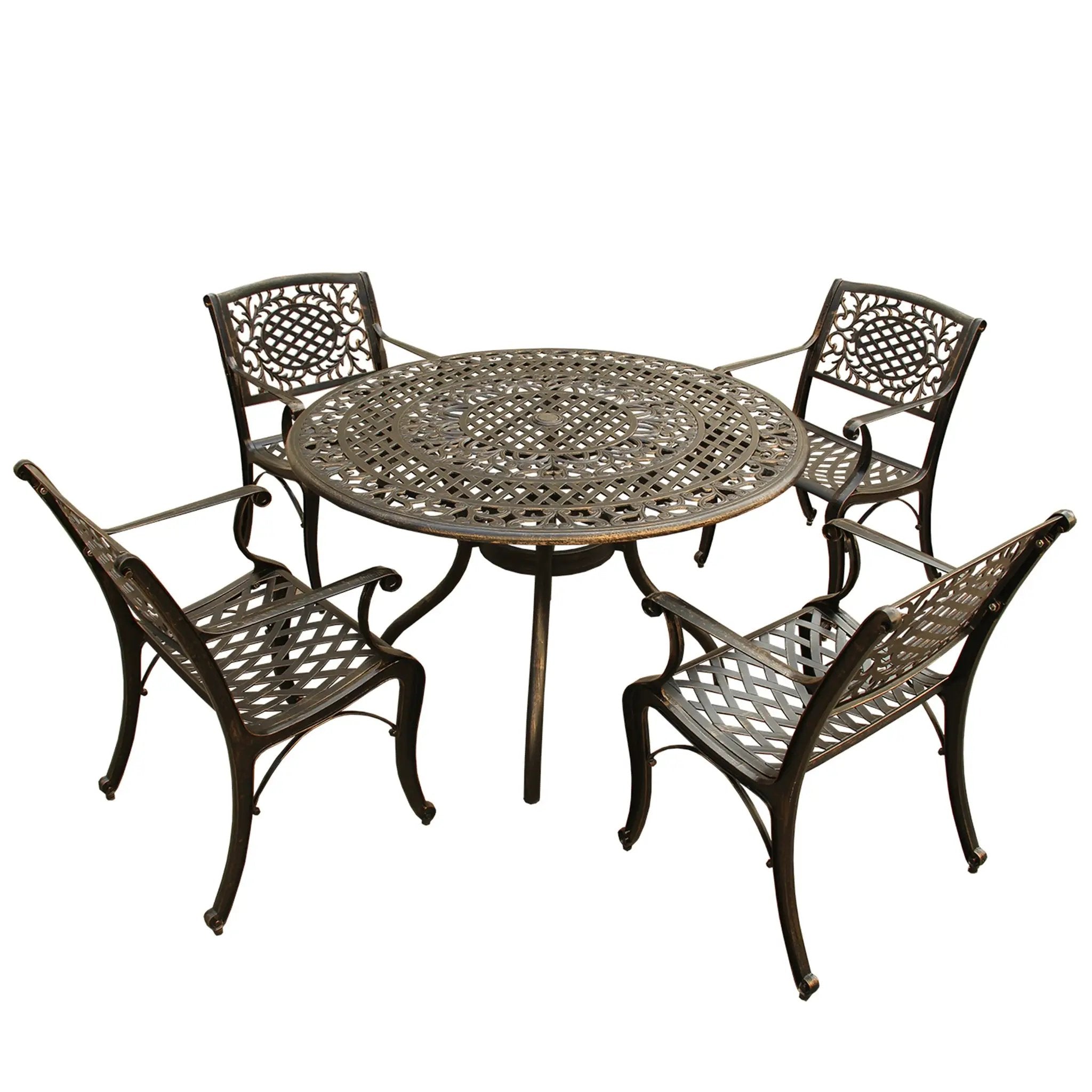 Outdoor Aluminum 5pc Round Patio Dining Set with Four Chairs by Sharicks