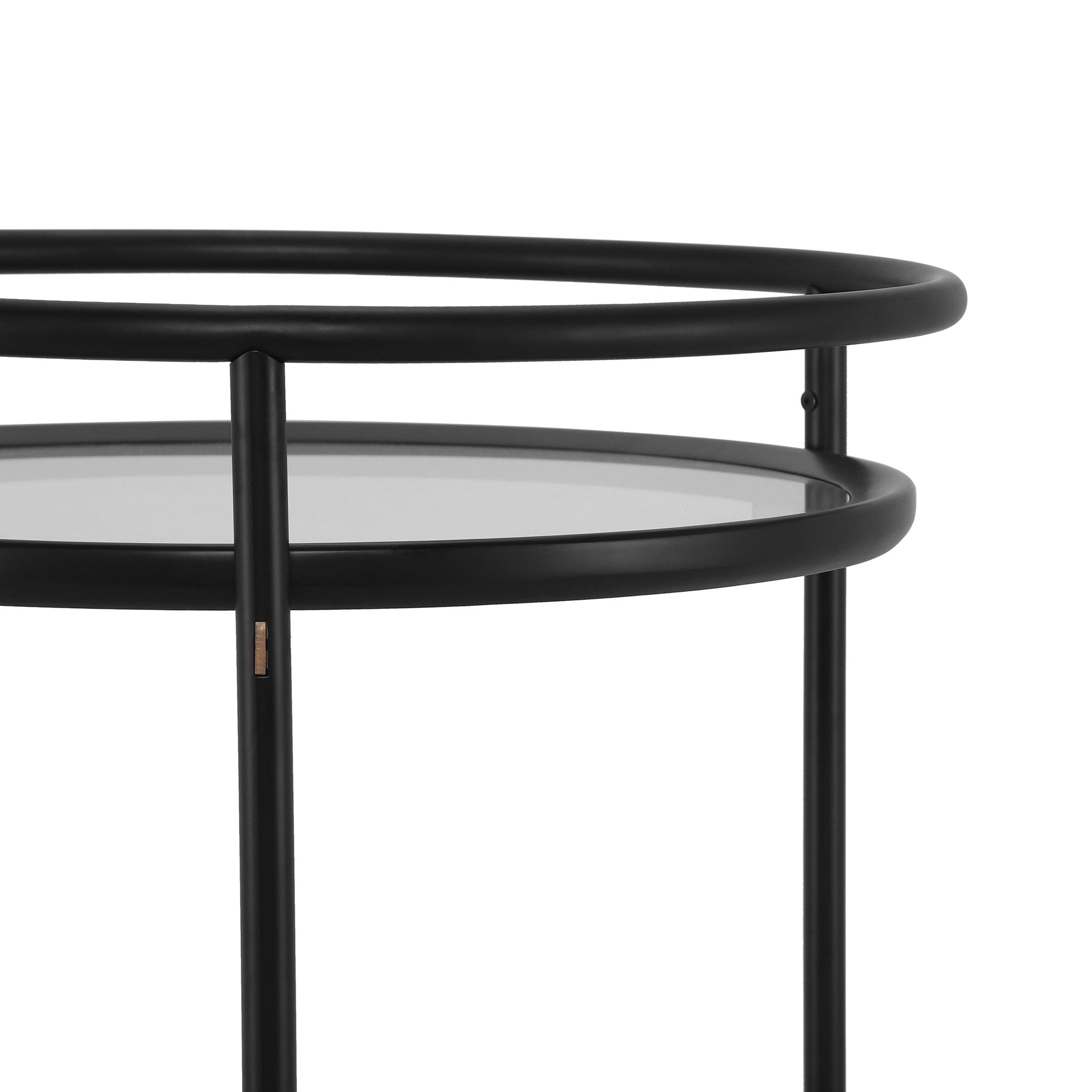 Modern Round Bar Cart with Tempered Glass Shelves by HouseOfZazla