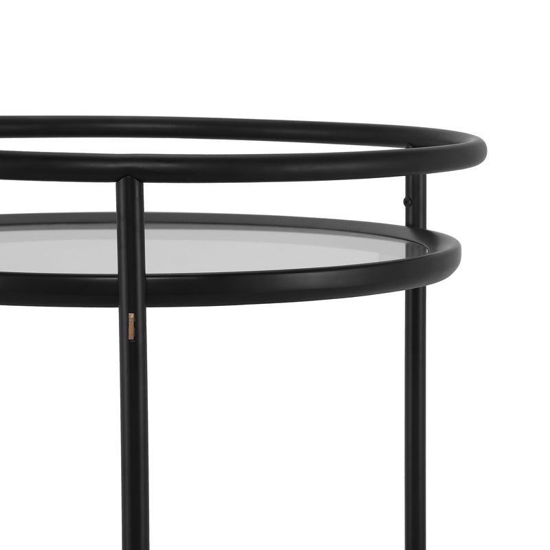 Modern Round Bar Cart with Tempered Glass Shelves by HouseOfZazla
