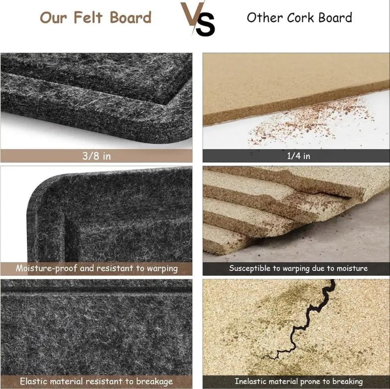 Bcabo Large Bulletin Board, 72x48 Inches Cork Board Alternative, Large Felt Board Decorative Pin Board for Wall, Foldable Photo Board Self-Adhesive Vision Board with 36 Pushpins Dark Gray by Selzalot