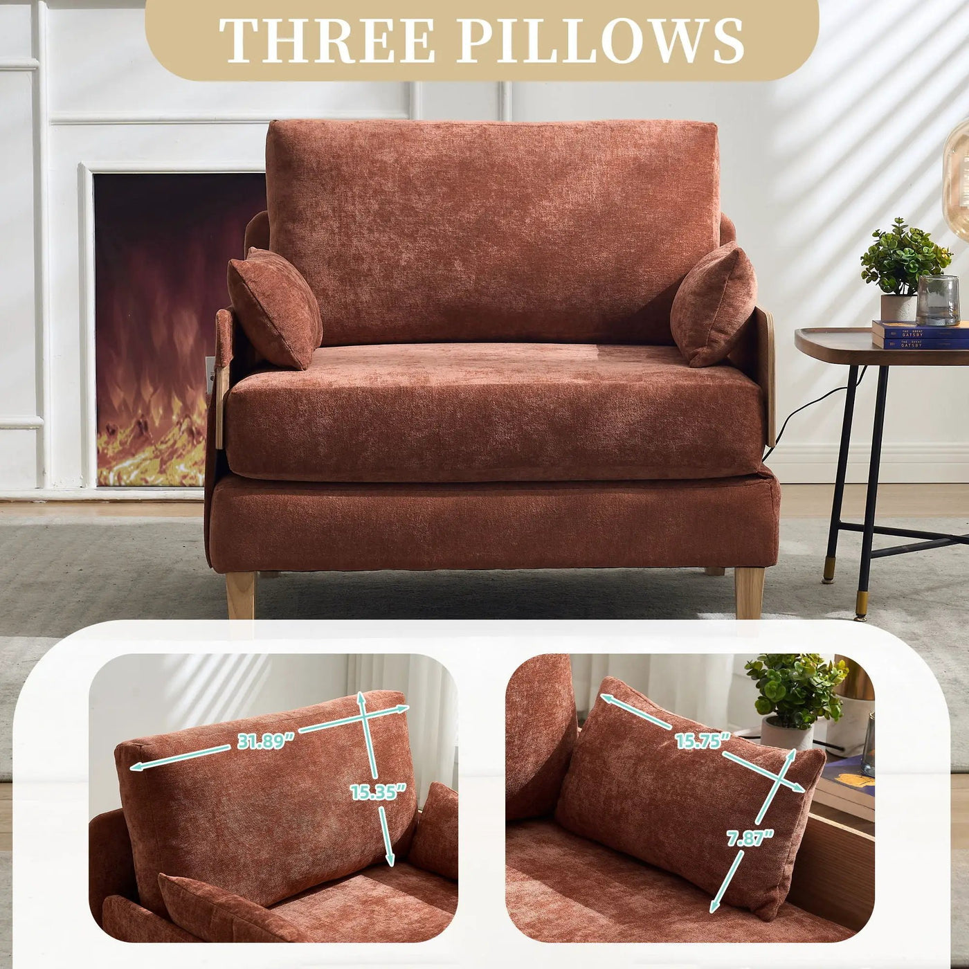 Mid Century Modern Foldable Sofa Bed, 3 In 1 Convertible Sleeper With 3 Pillows by HouseOfZazla