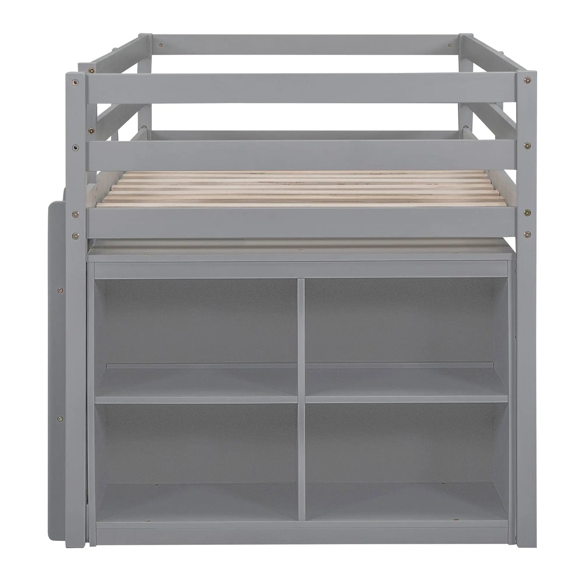 Loft Bed With Retractable Writing Desk And 4 Drawers, With Lateral Portable Desk And Shelves by HouseOfZazla