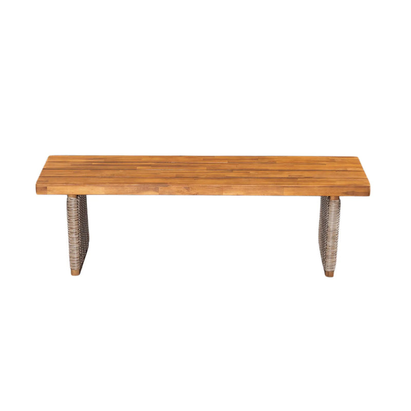 Outdoor Acacia Wood Bench Set of 2 with Teak Finish by HouseOfZazla