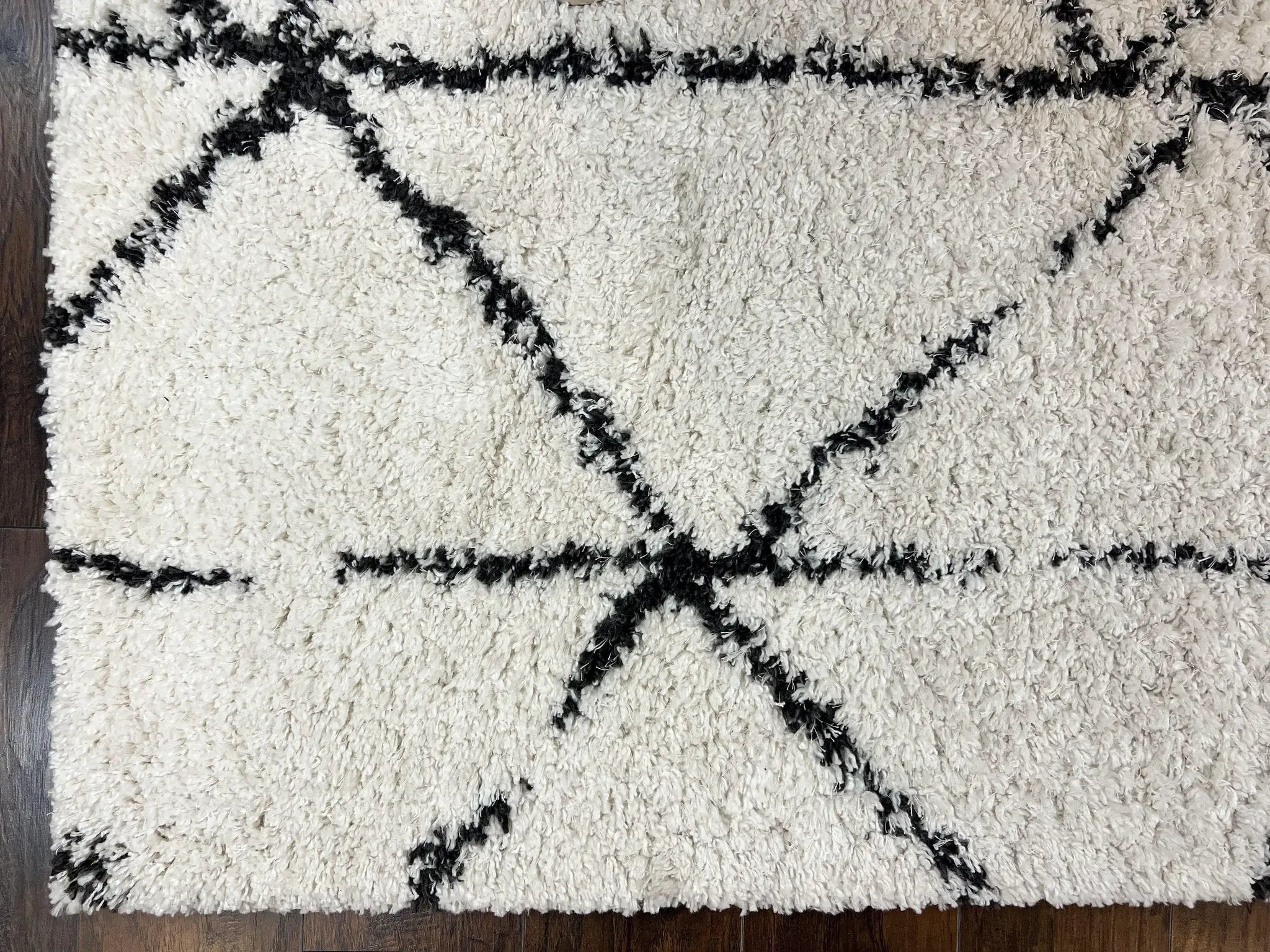 Modern Shag Rug 5x7, Ivory and Black Area Rug 5 x 7 ft by Jewel Rugs