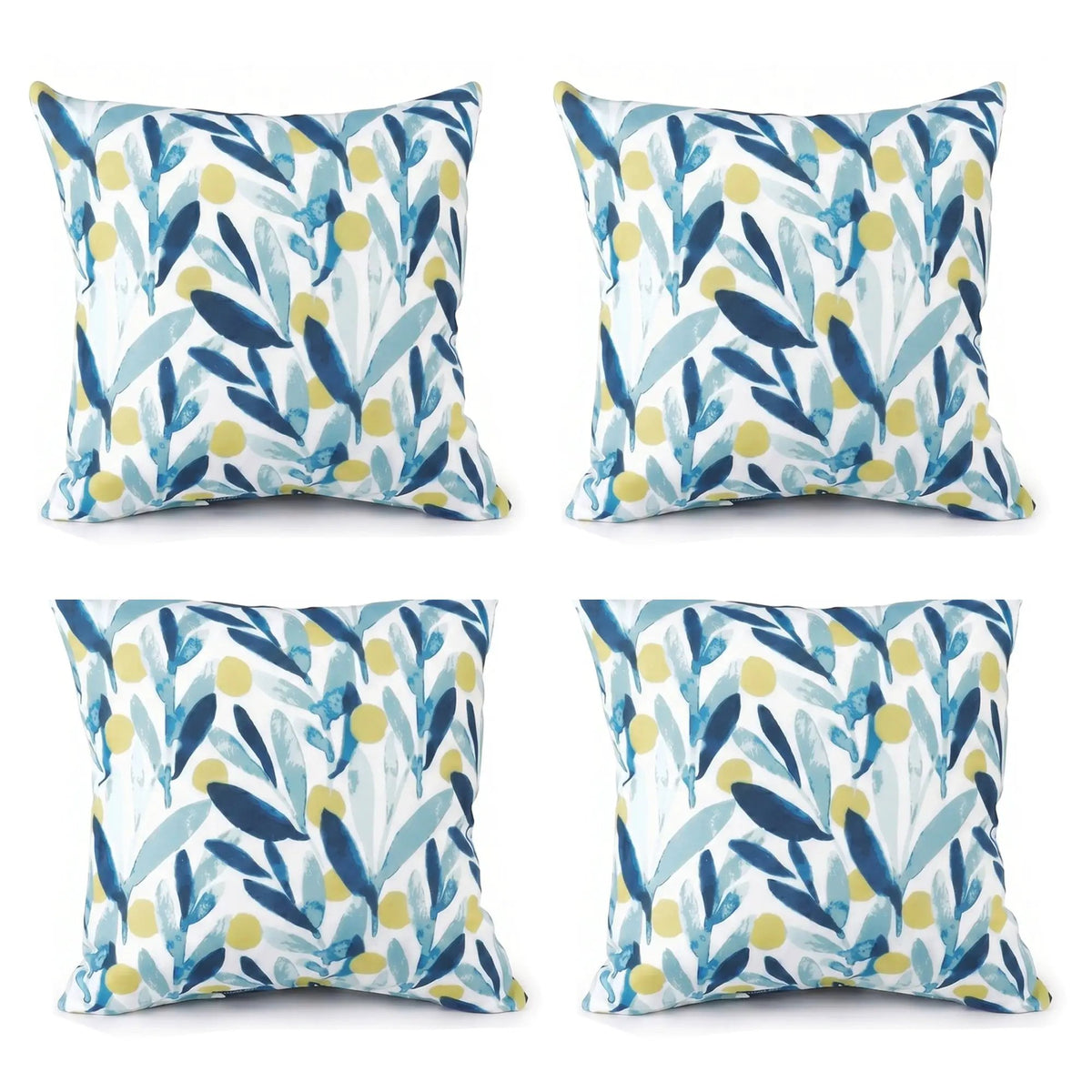 4 Pack Outdoor Pillow Covers - Coastal Leaves by HouseOfZazla