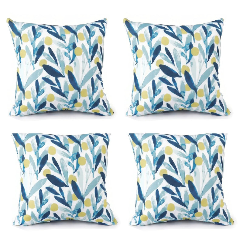4 Pack Outdoor Pillow Covers - Coastal Leaves by HouseOfZazla