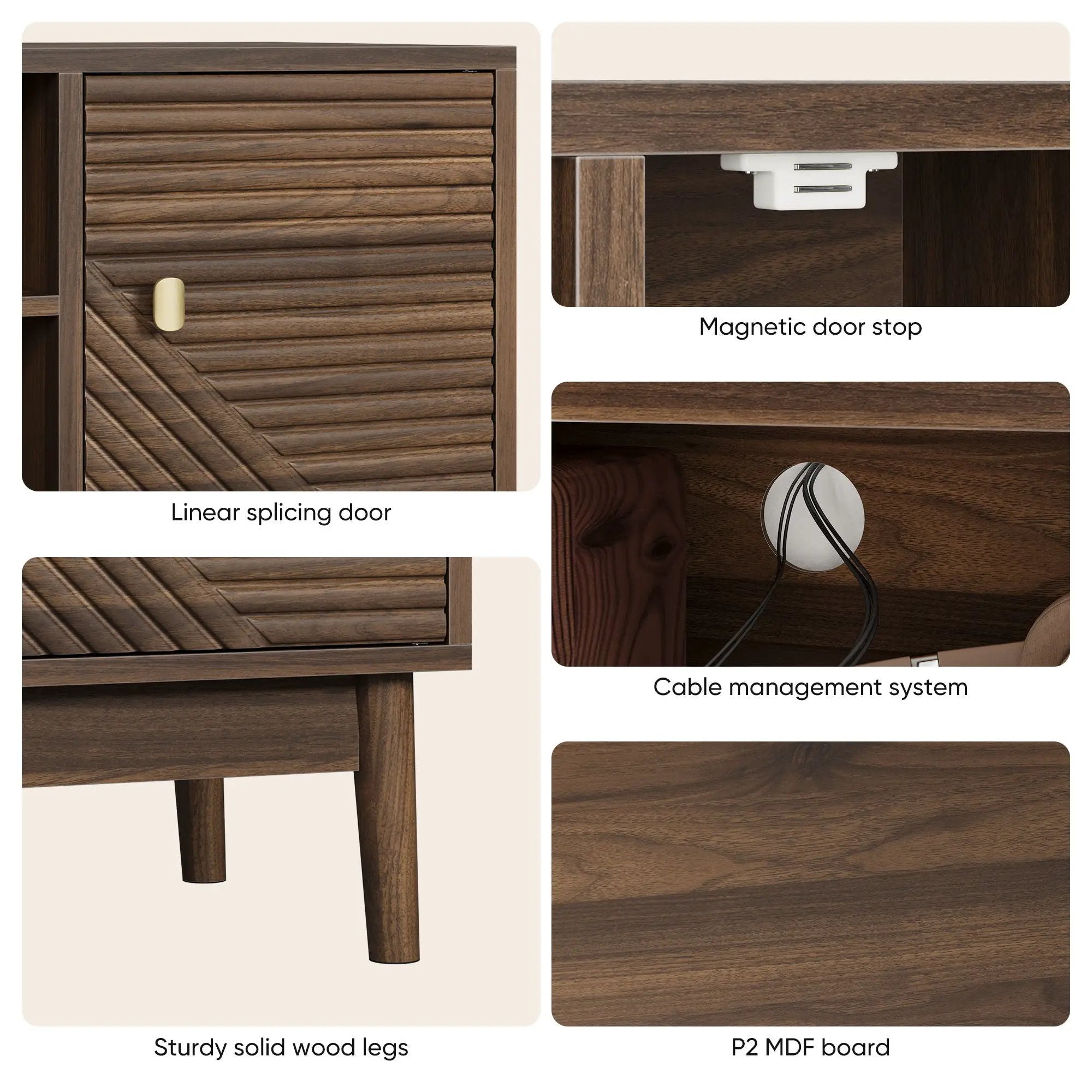 TV Stand, Entertainment Center With Storage, Media Console Table For Living Room - Walnut by Unique Piece Furniture