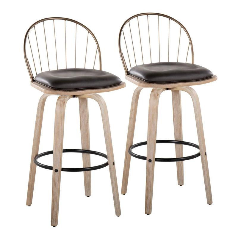 Riley - Industrial / Urban Fixed Height Barstool With Swivel With Removable Cushion (Set of 2) by Unique Piece Furniture