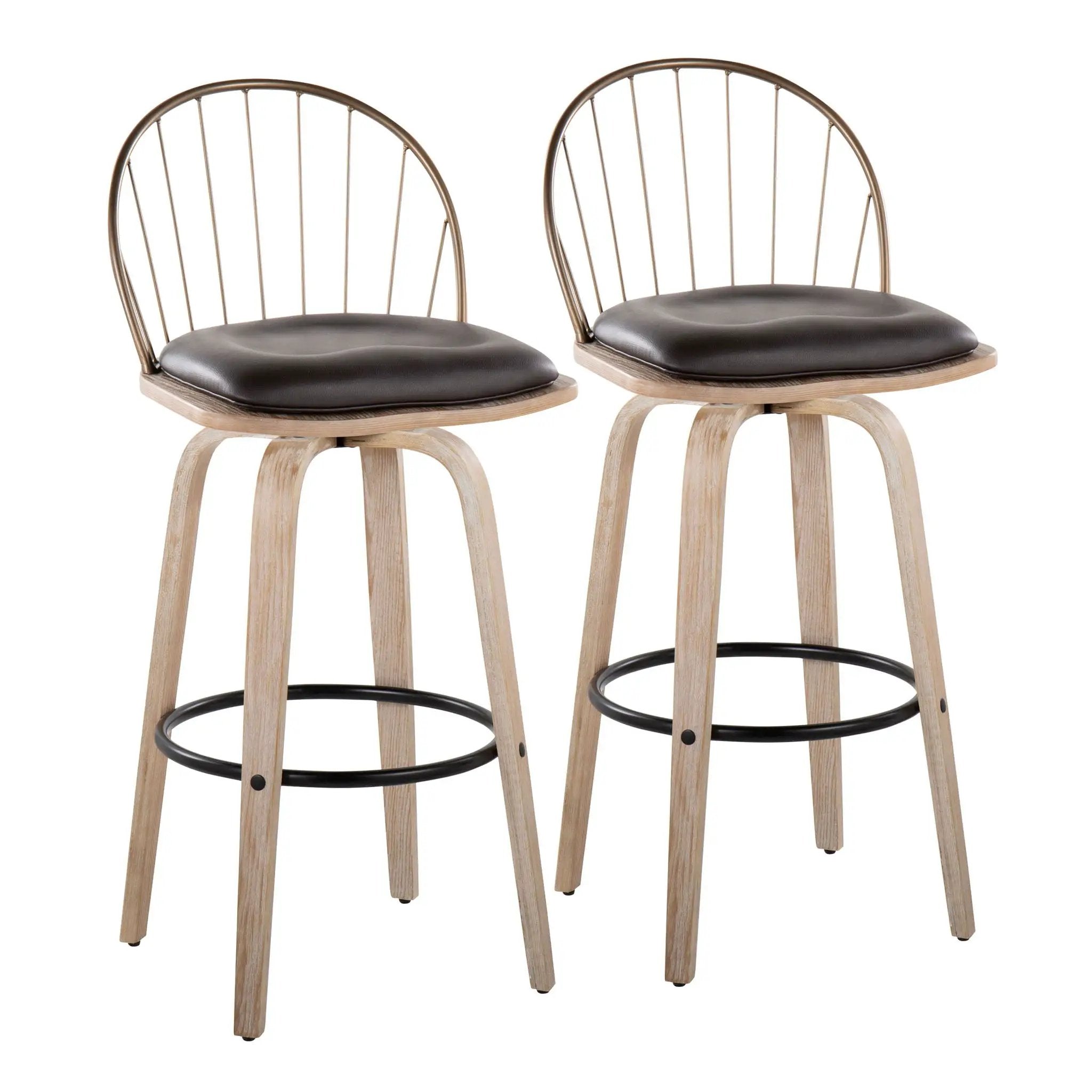 Riley - Industrial / Urban Fixed Height Barstool With Swivel With Removable Cushion (Set of 2) by HouseOfZazla