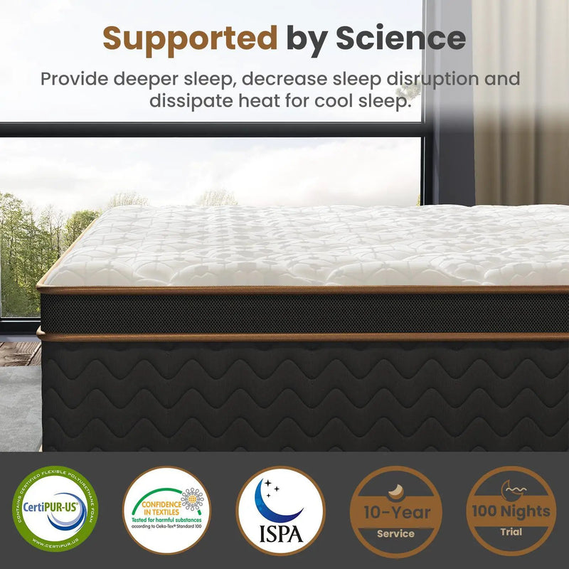 Plush Hybrid Mattresses With Gel Memory Foam, Individual Pocket Spring Motion Isolation Edge Support by HouseOfZazla