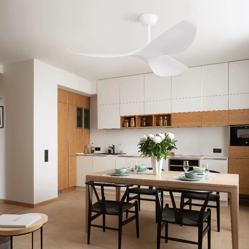 Ceiling Fan Without Light, DC Motor Remote Control Fan For Indoor / Outdoor Use - White by Unique Piece Furniture