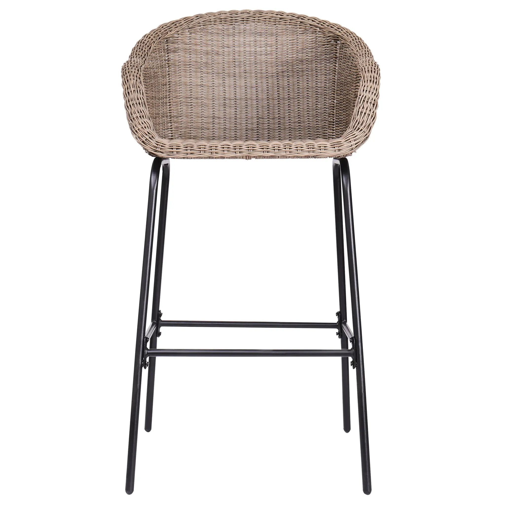 Ladd Outdoor Metal Wicker Barstool Set of 2 by HouseOfZazla