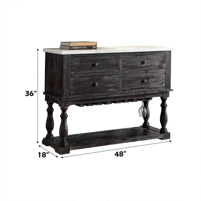 Gerardo - Server - White Marble Top & Weathered Espresso by Unique Piece Furniture