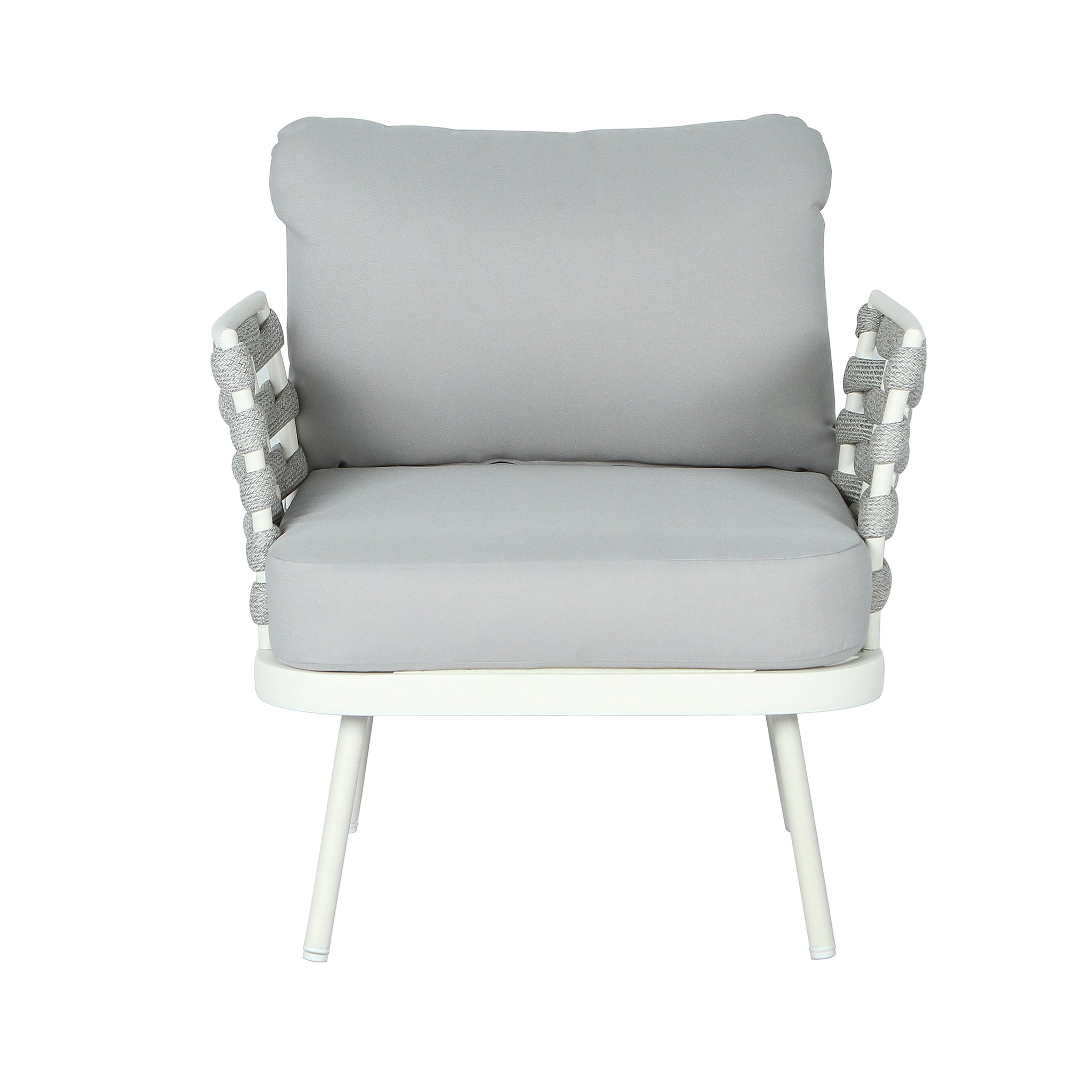Mariano Steel 4-Pieces Conversation Set, Off White & Grey by HouseOfZazla