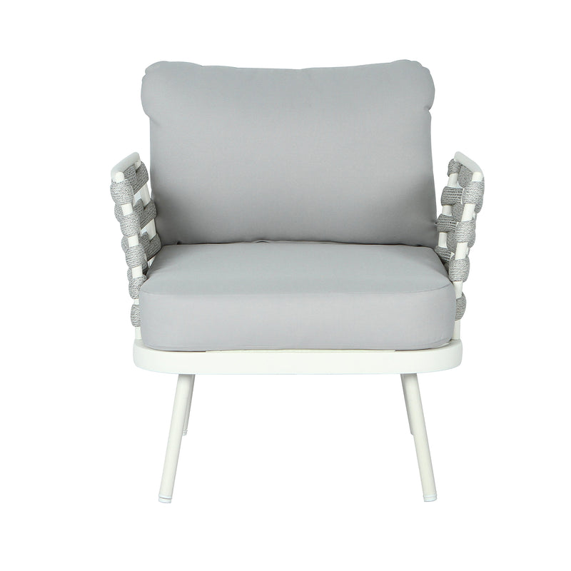 Mariano Steel 4-Pieces Conversation Set, Off White & Grey by HouseOfZazla