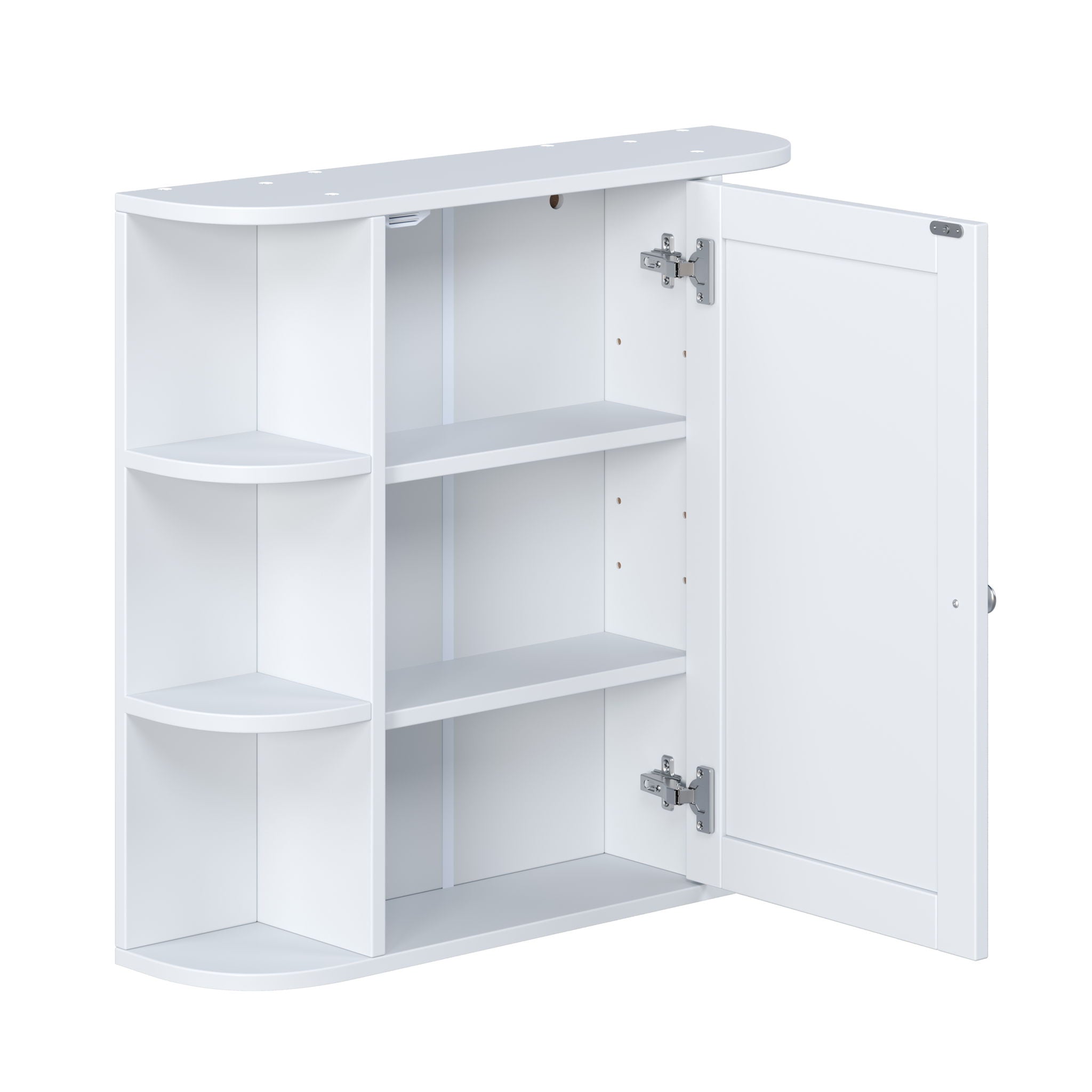 Bathroom Wall Storage Cabinet With Mirror And Adjustable Shelf, 6 Open Shelves by HouseOfZazla