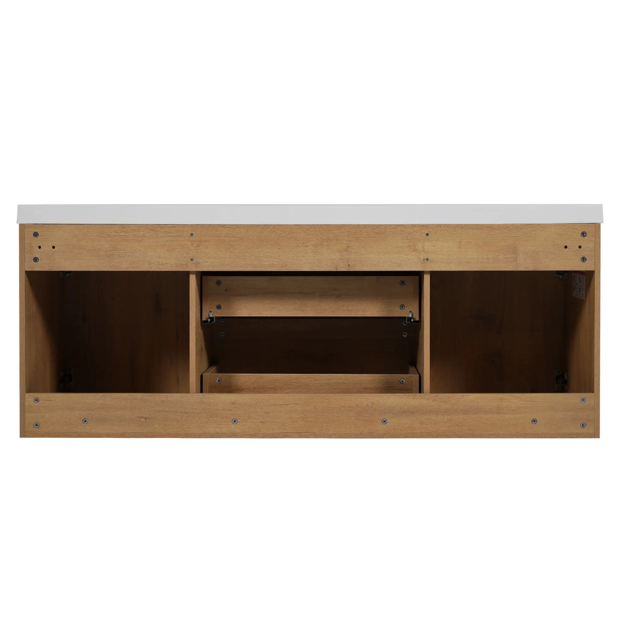 Double Sink Bathroom Vanity, Cabinet & Soft Close Doors, Divided Drawers, Wall Mounted Storage - Wood