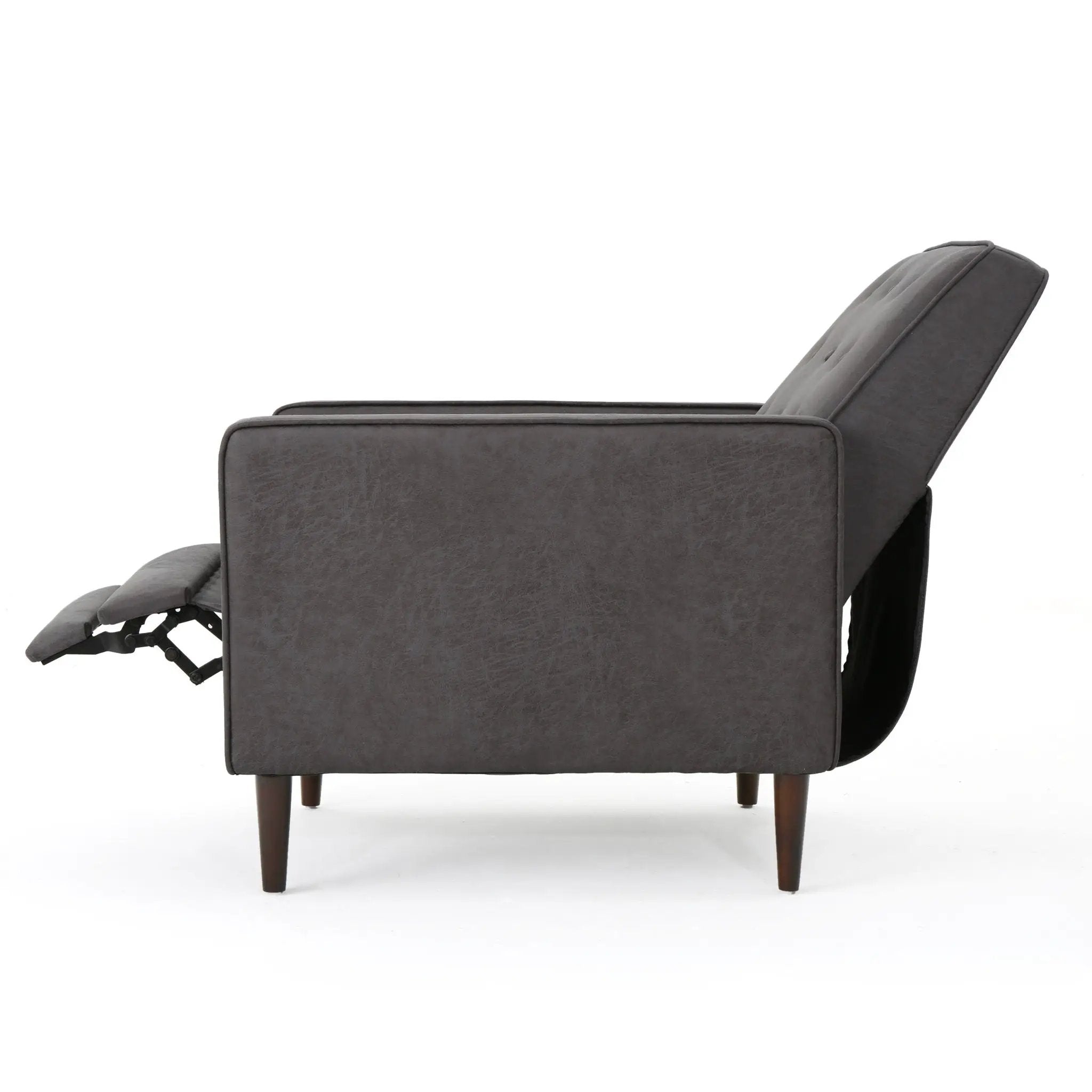 Macedonia - Mid Century Modern Button Tufted Fabric Recliner - Slate by HouseOfZazla