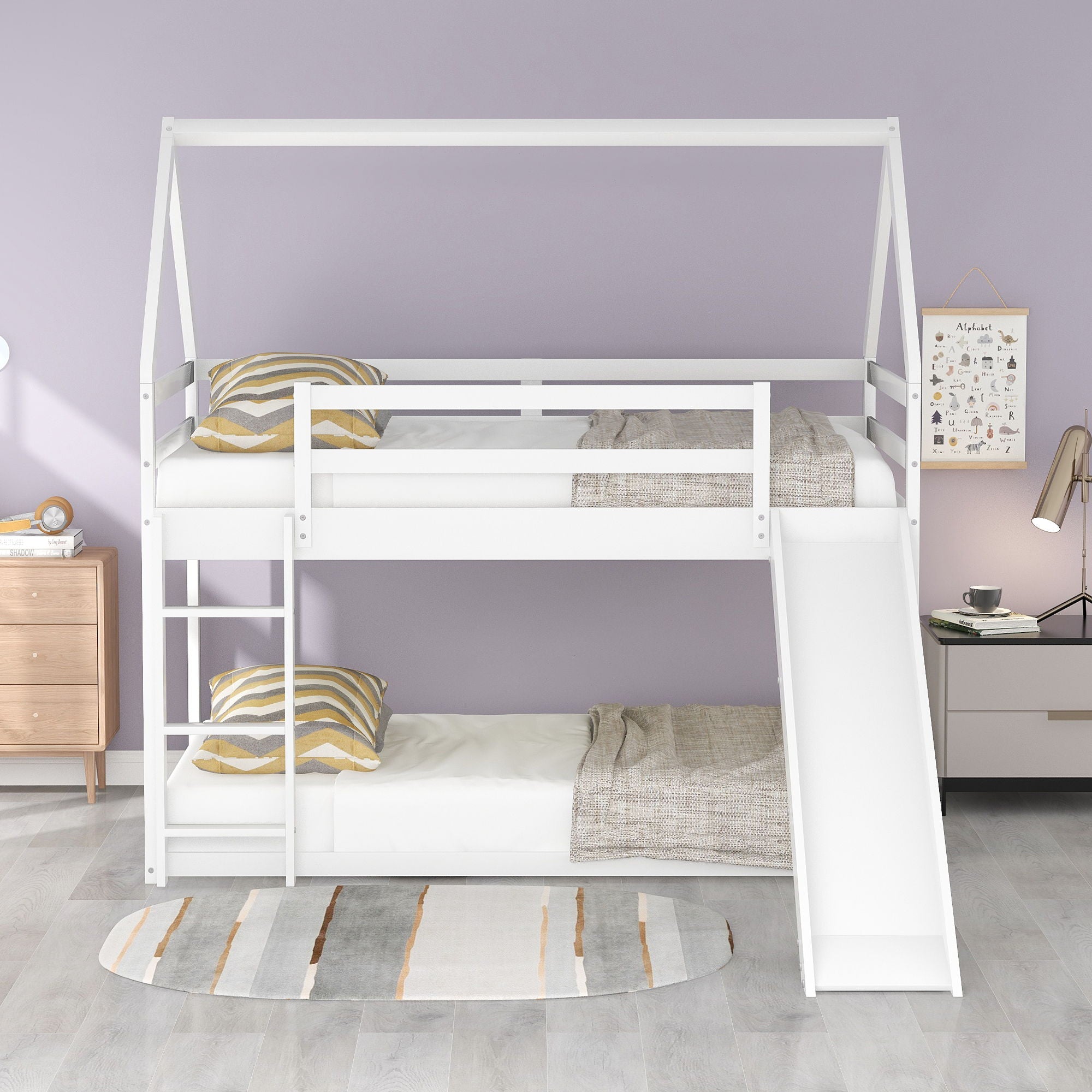 House Shape Bunk Bed With Slide And Ladder by Unique Piece Furniture