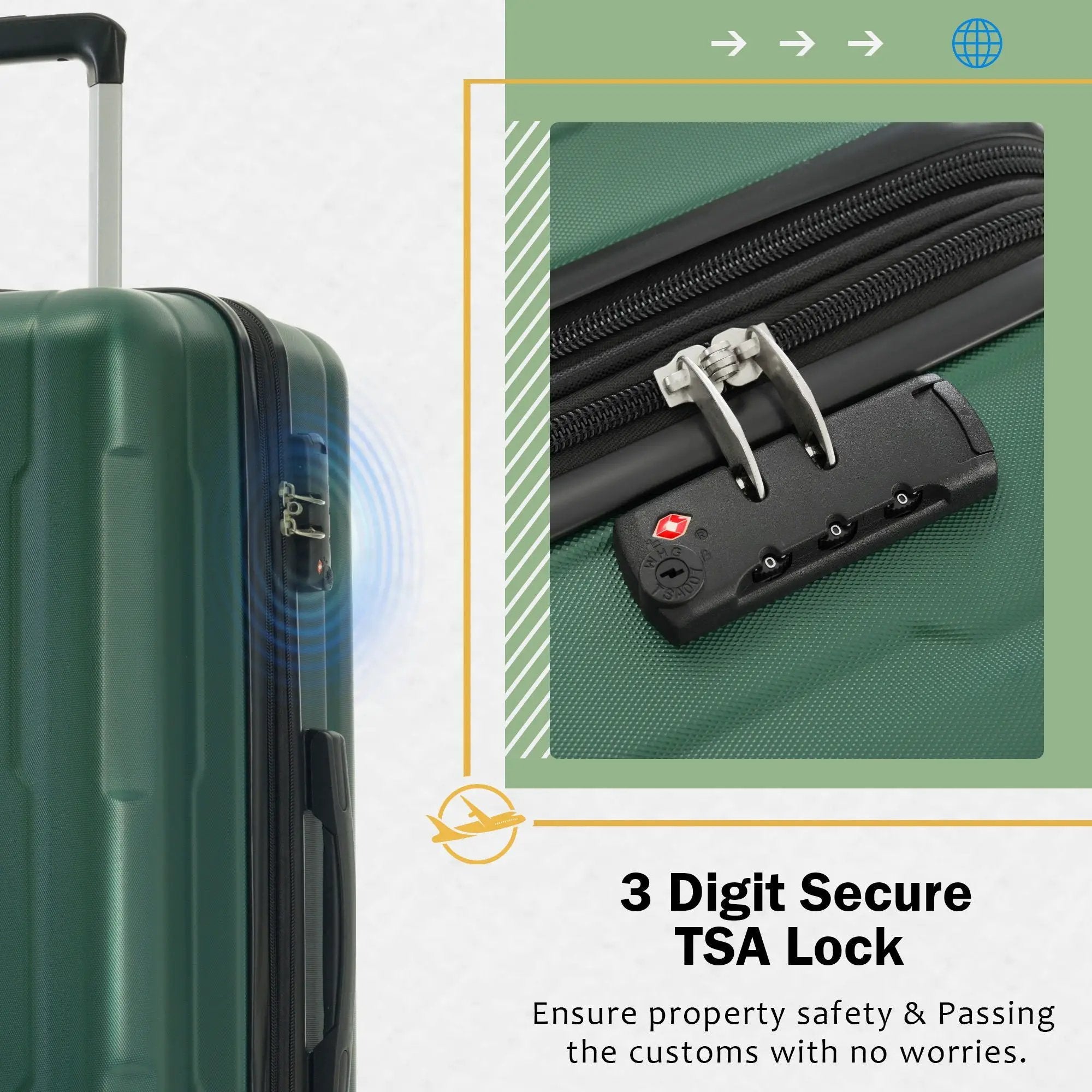 2 Piece Luggage Set With Bags Expanable Spinner Wheels ABS Lightweight Suitcase With Tsa Lock 20" / 24" by HouseOfZazla