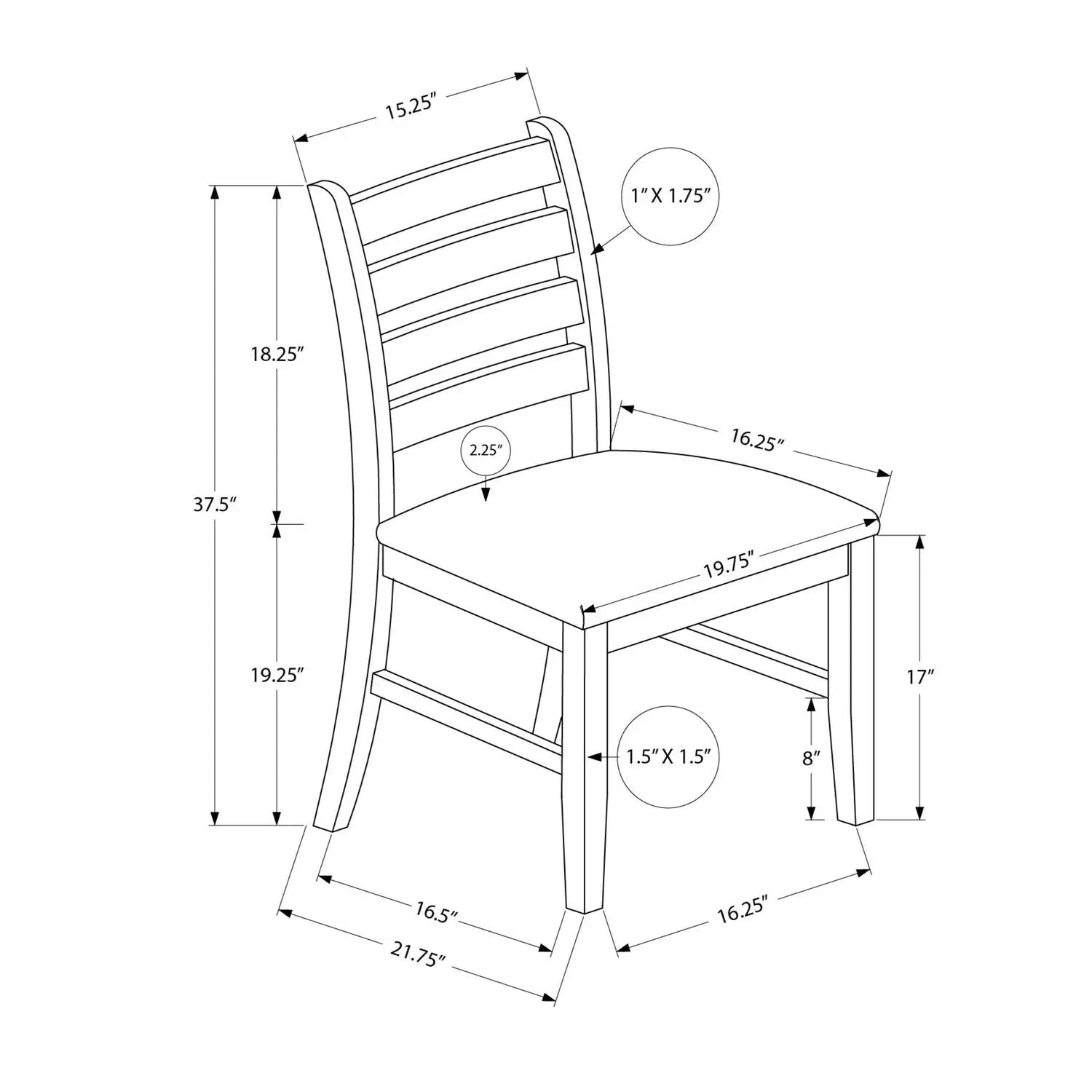 Dining Chair, Dining Room, Side, Upholstered, Transitional (Set of 2) - Brown by Unique Piece Furniture