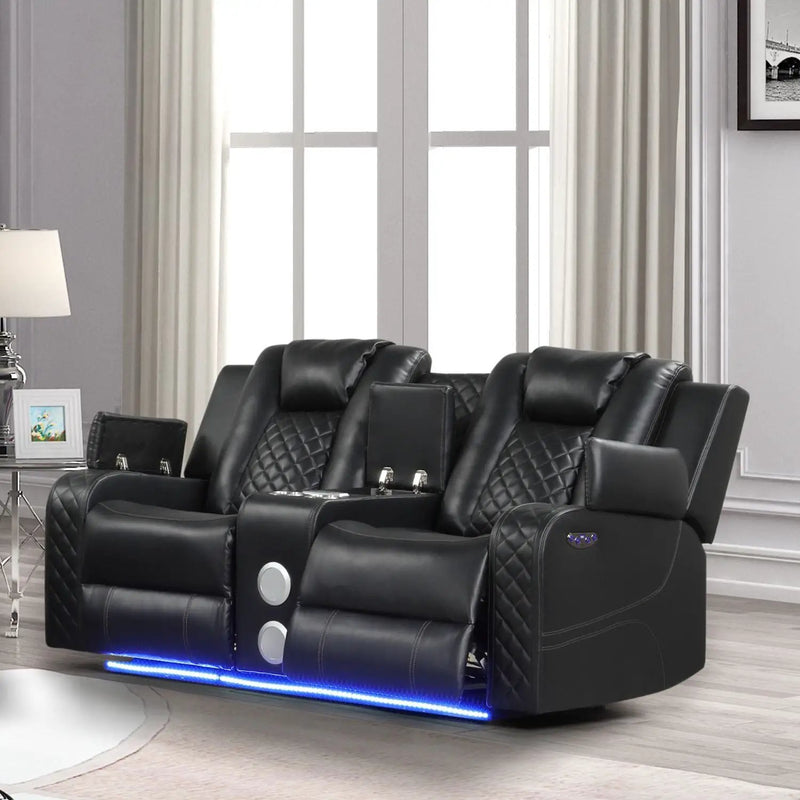 Benz - Power Reclining Loveseat With LED Lighting And Built In USB by HouseOfZazla
