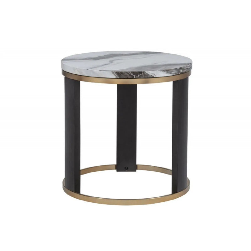 Round End Table For Living Room - Gold / Brown by Unique Piece Furniture