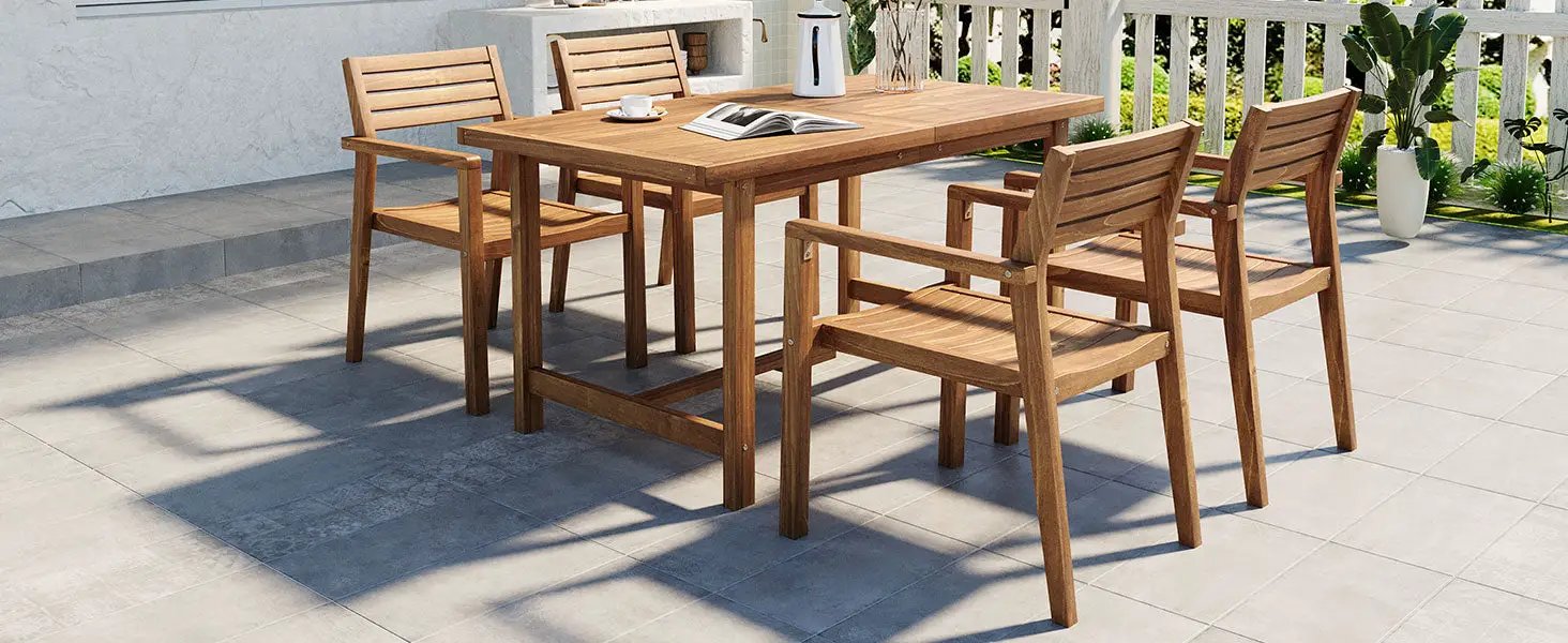 U_STYLE 5-Piece Outdoor Acacia Wood Dining Set by HouseOfZazla