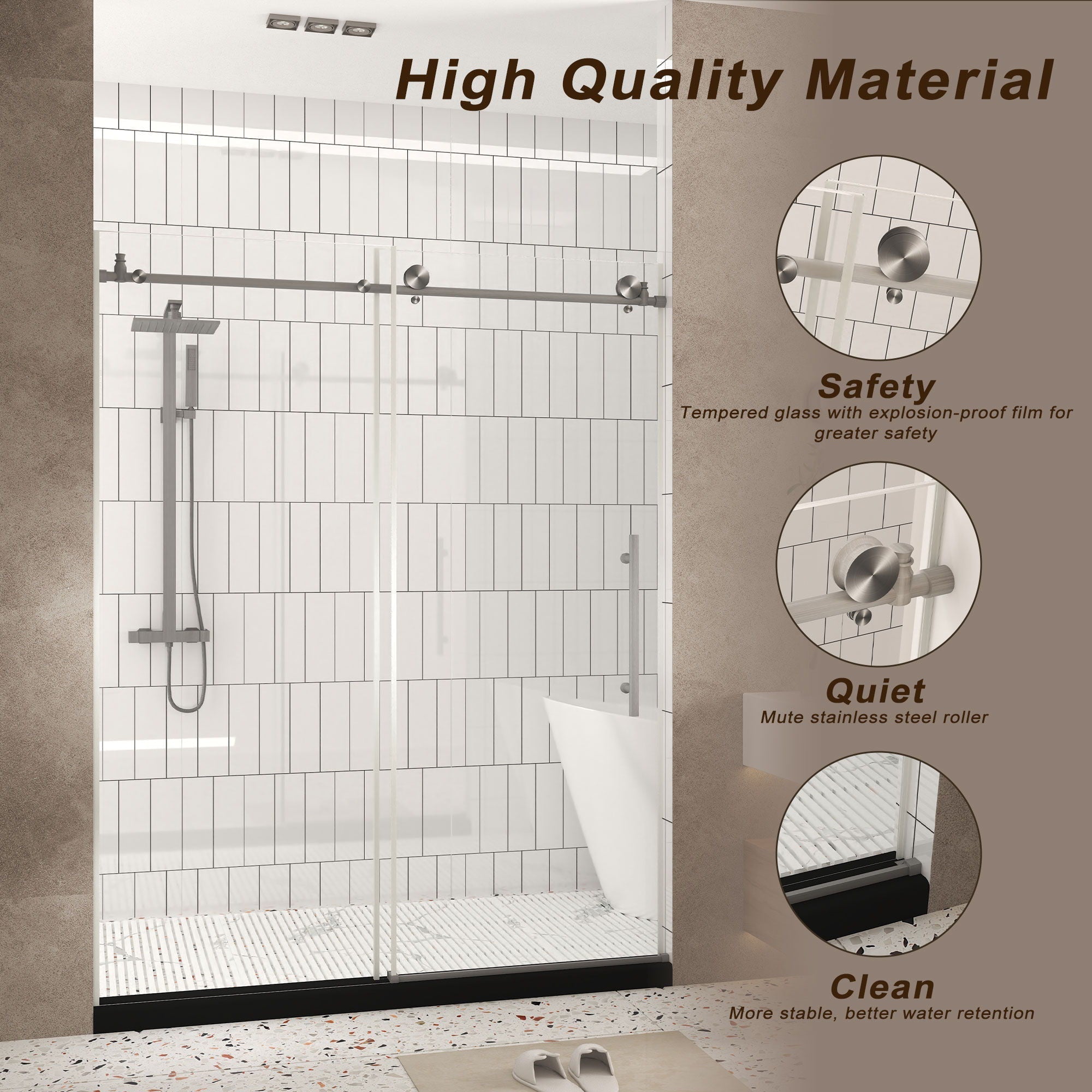 Frameless Shower Door, Smooth Sliding Tracks by HouseOfZazla