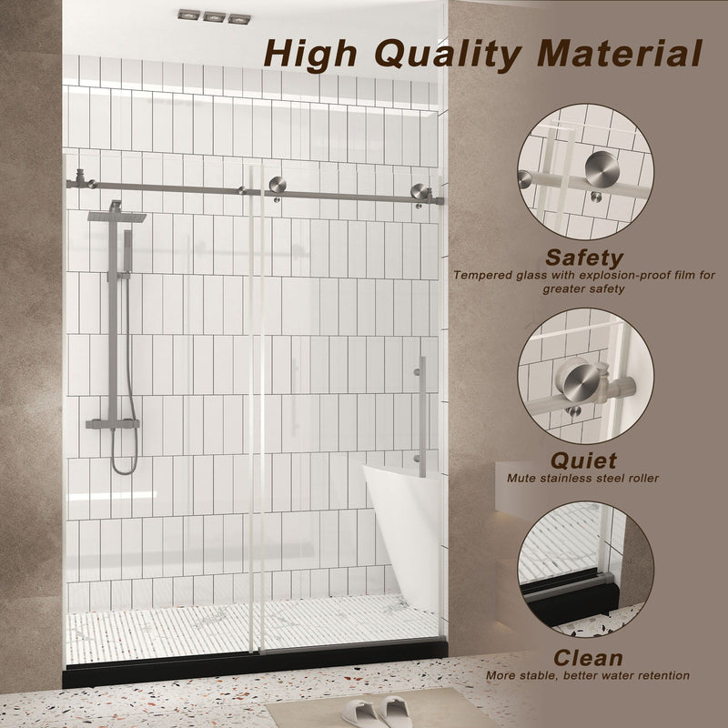 Frameless Shower Door, Smooth Sliding Tracks by HouseOfZazla