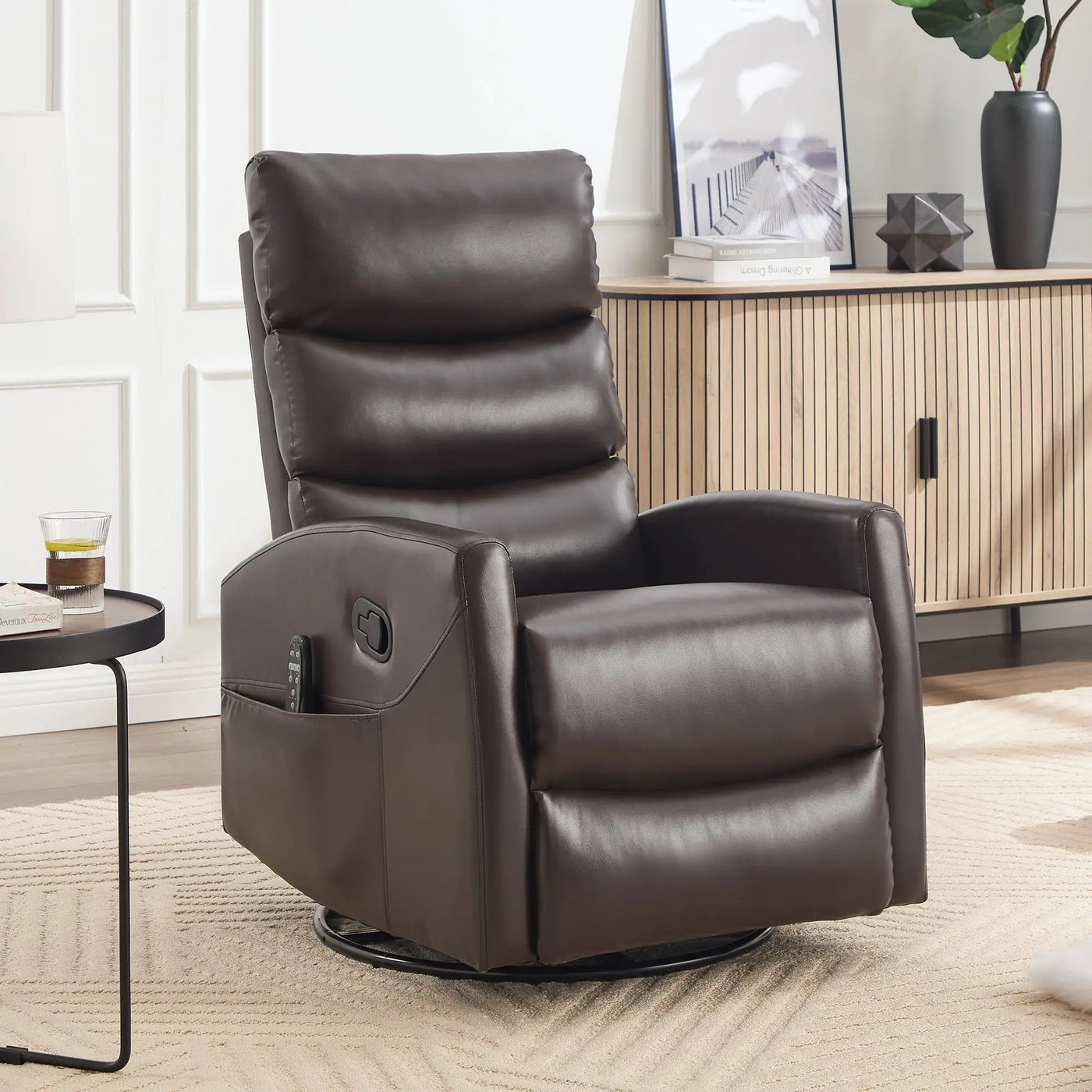Heat Massage Manual Recliner Chair with Rocker and Swivel by HouseOfZazla