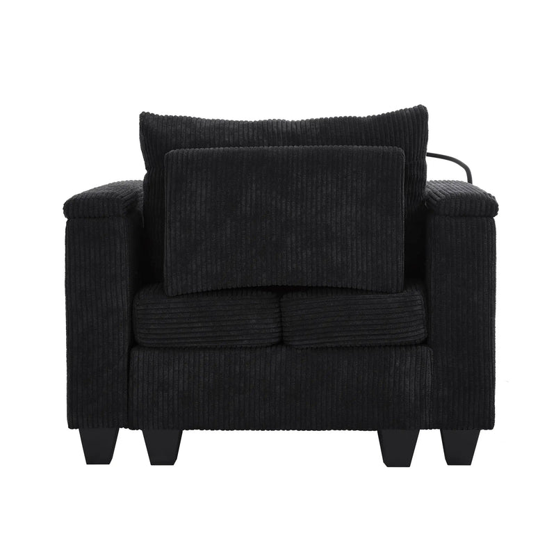Convertible Chaise Lounge Sofa Chair With USB Ports, Cup Holders, Phone Holder And Storage by HouseOfZazla