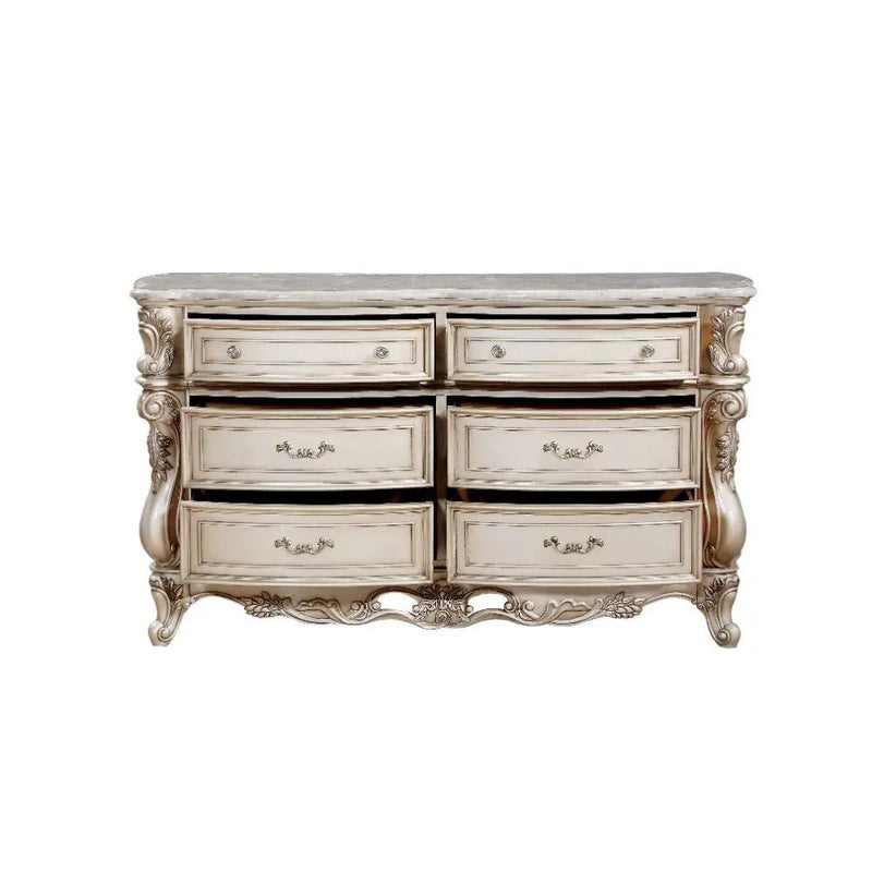 Gorsedd - Dresser With Marble Top - Marble Top & Golden Ivory by Unique Piece Furniture