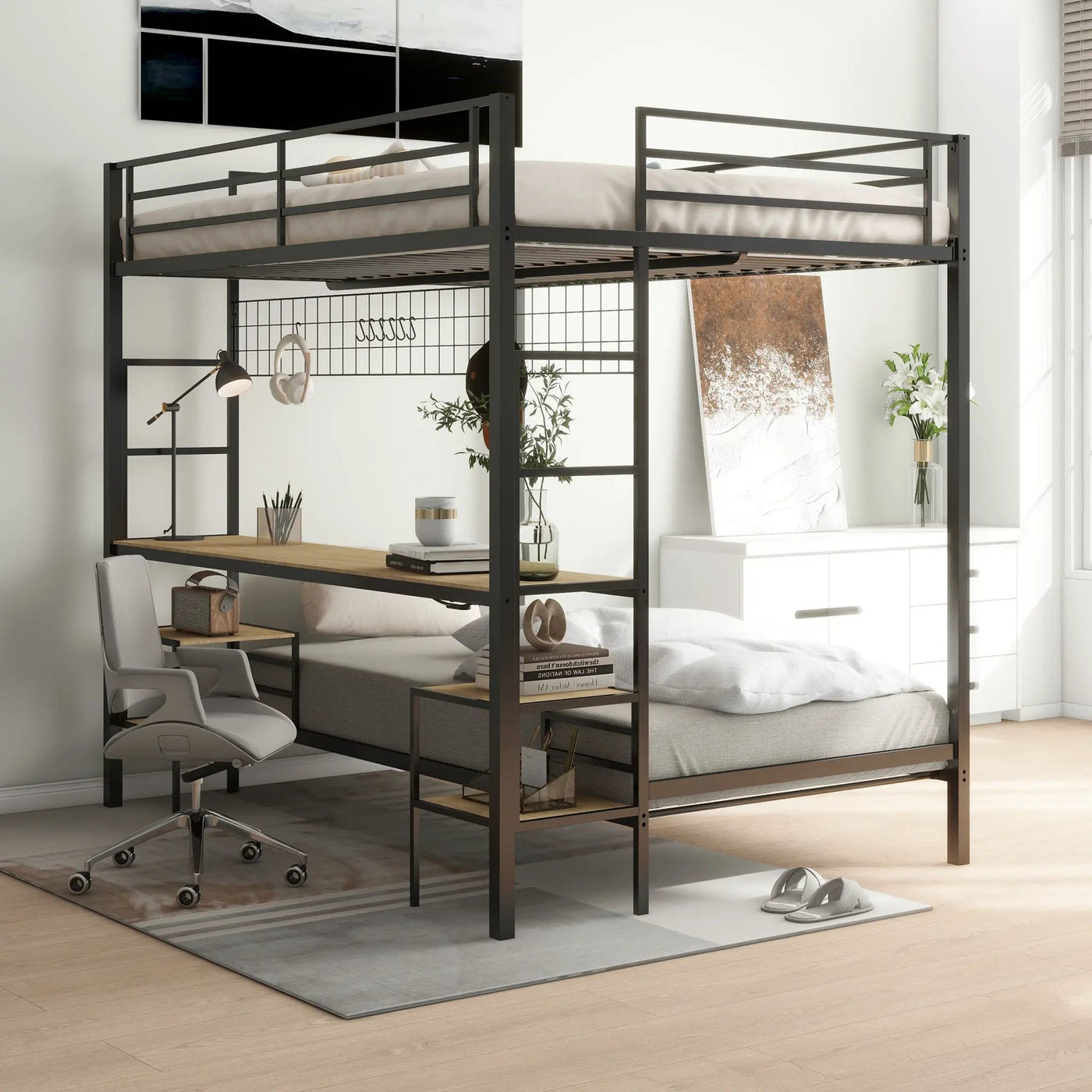 Ethan - Bunk Bed With Desk, Charging Station, Storage Shelves by Unique Piece Furniture