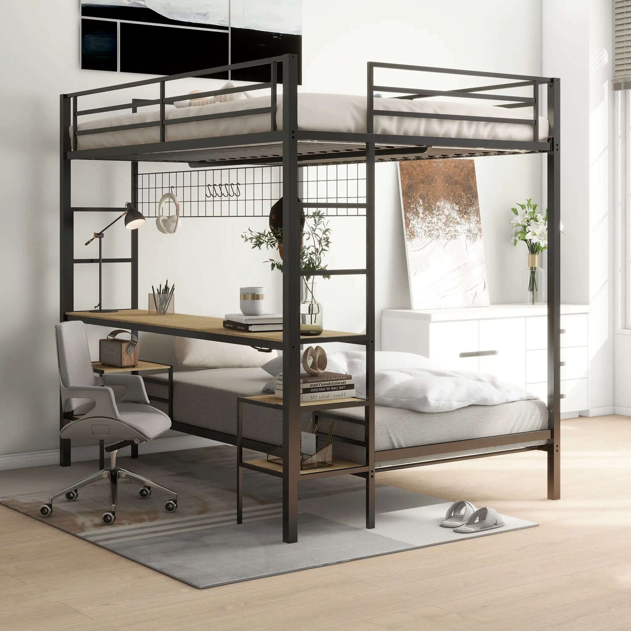 Ethan - Bunk Bed With Desk, Charging Station, Storage Shelves by Unique Piece Furniture