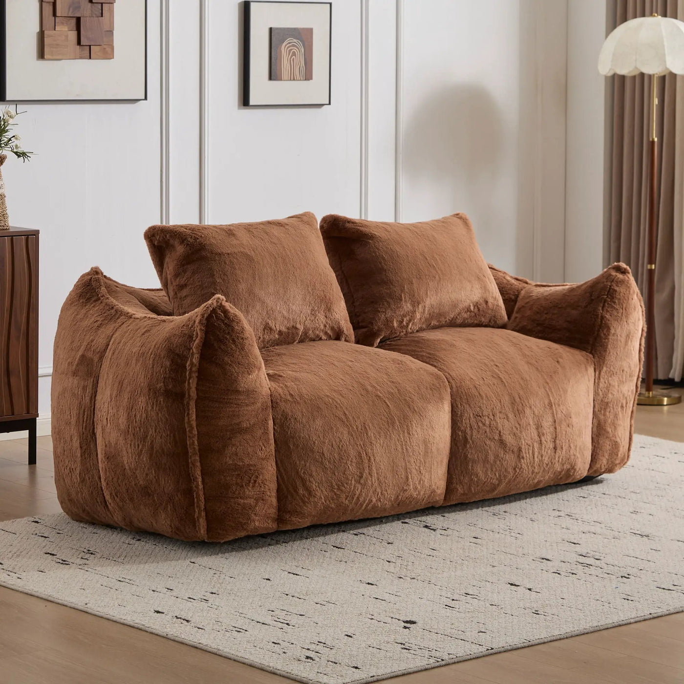 Giant Bean Bag Couch, Ultra Soft Fluffy Loveseat For Living Room by HouseOfZazla