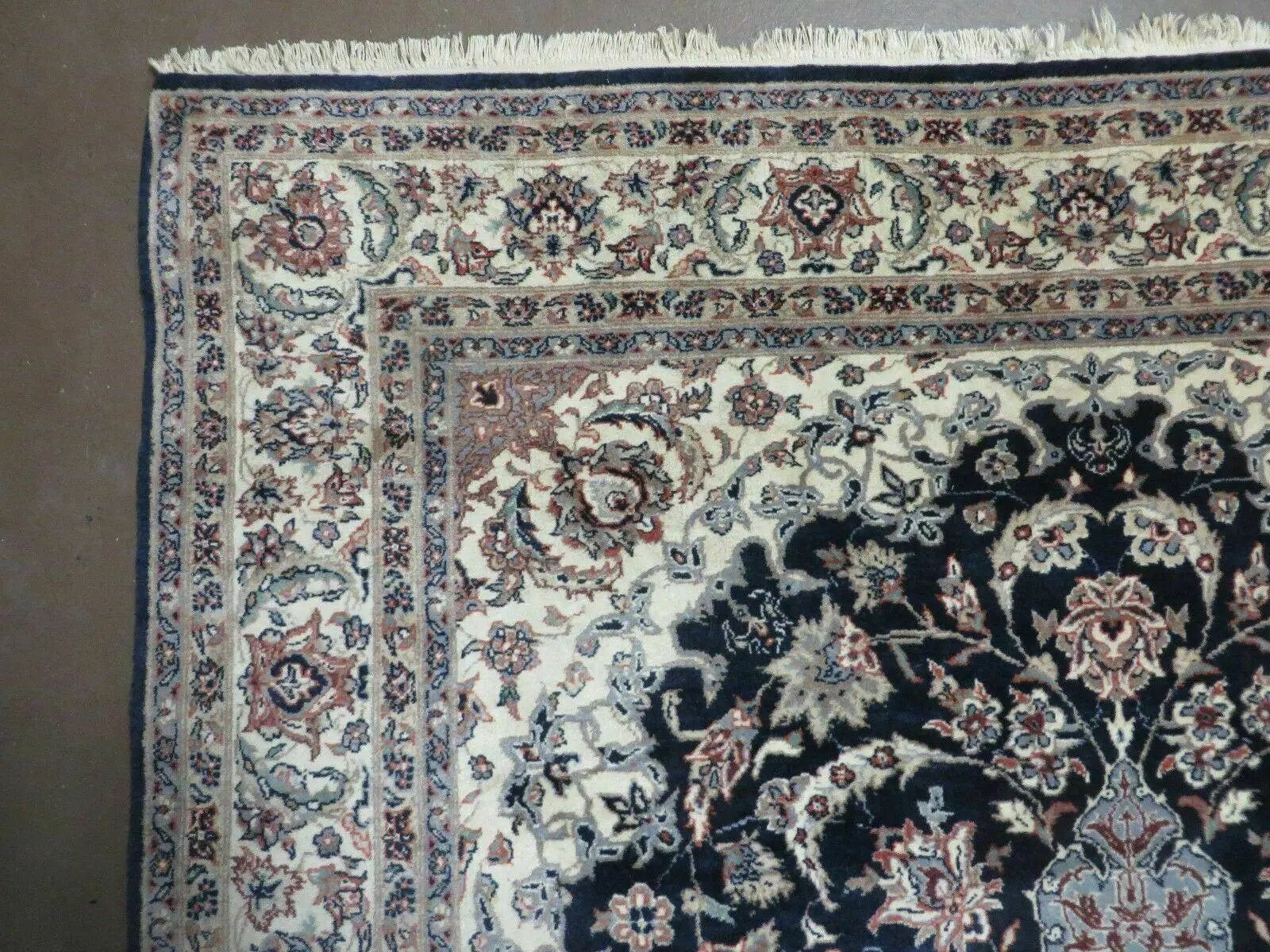 4' X 7' Vintage Handmade India Wool Silk Accent Rug Hand Knotted Black Organic by Jewel Rugs