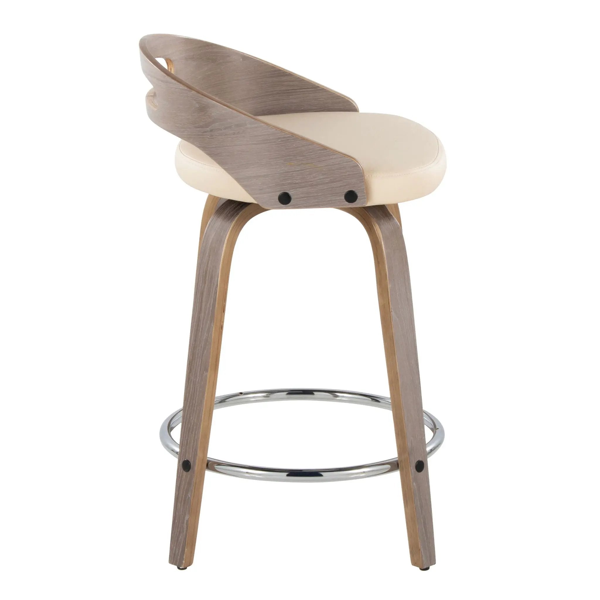 Cassis - Mid Century Modern Fixed Height Counter Stool With Swivel With Round Footrest (Set of 2) by HouseOfZazla